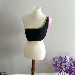 Shade & Shore Black Bikini Top with Neon Accents